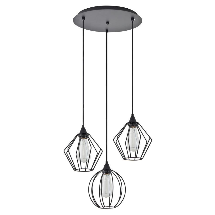 SE21-BL-B10-3BL-GR12 ADEPT FLEX Black Metal Grid Pendant+ HOMELIGHTING 77-8950