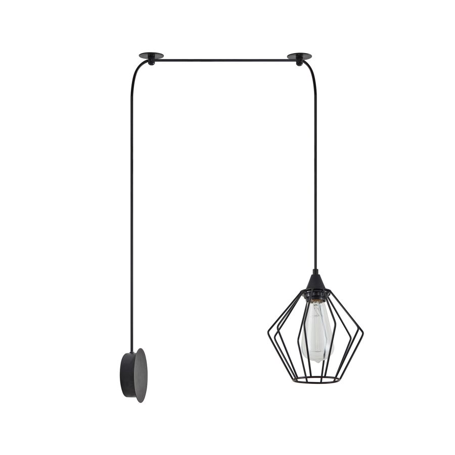 SE21-BL-B10-BL1W-GR1 ADEPT PENDANT Black Metal Grid Wall Lamp+ HOMELIGHTING 77-8894
