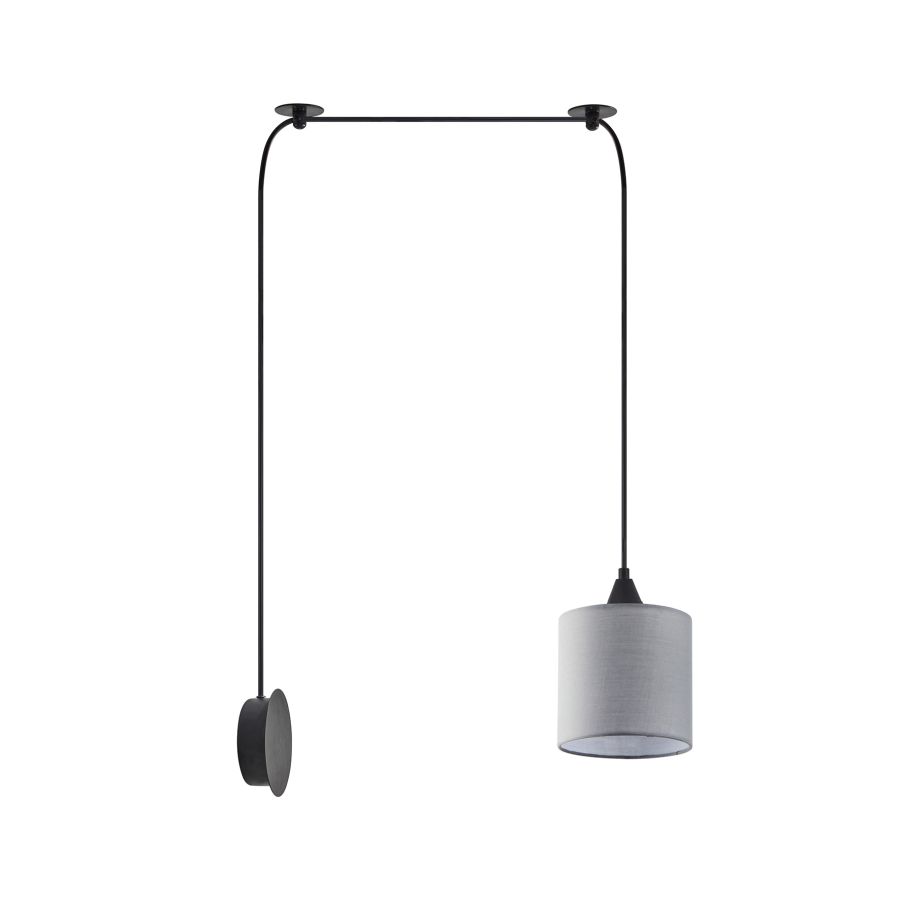 SE21-BL-B10-BL1W-SH2 ADEPT PENDANT Grey Fabric Wall Lamp + HOMELIGHTING 77-9008