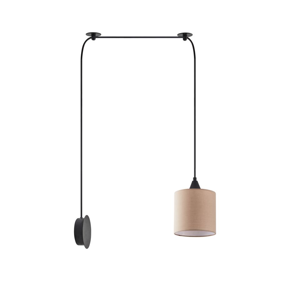 SE21-BL-B10-BL1W-SH3 ADEPT PENDANT Brown Fabric Wall Lamp+ HOMELIGHTING 77-9006