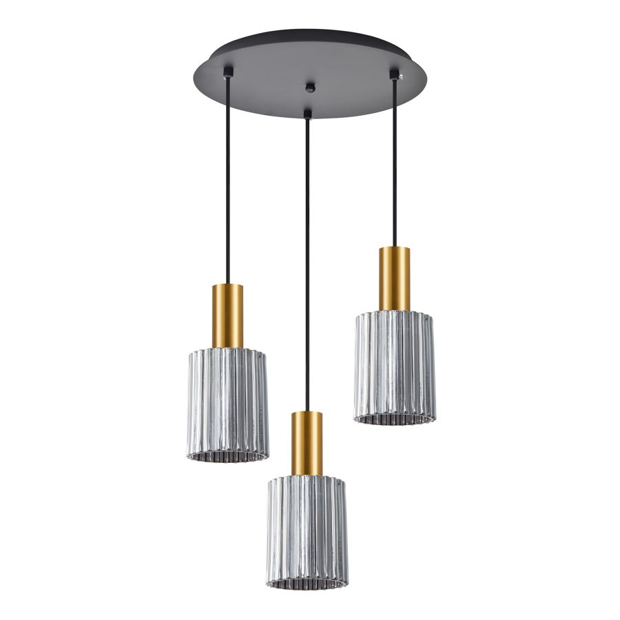 SE21-GM-4-3BL-GL1 ADEPT TUBE Gold Matt Pendant Smoked Glass+ HOMELIGHTING 77-8578