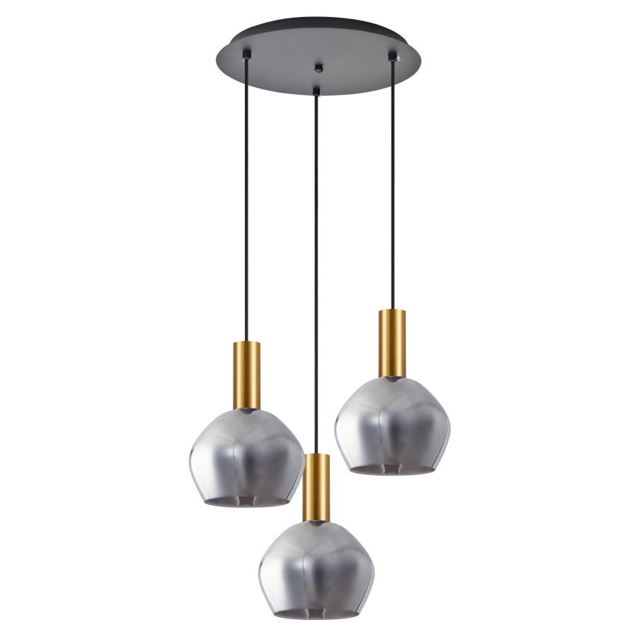 SE21-GM-4-3BL-GL2 ADEPT TUBE Gold Matt Pendant Smoked Glass+ HOMELIGHTING 77-8585