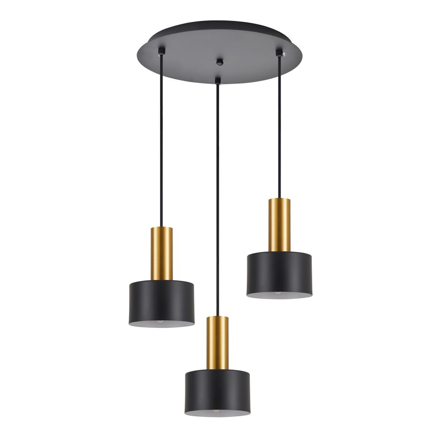 SE21-GM-4-3BL-MS1 ADEPT TUBE Gold Matt Pendant Black Metal Shade+ HOMELIGHTING 77-8635