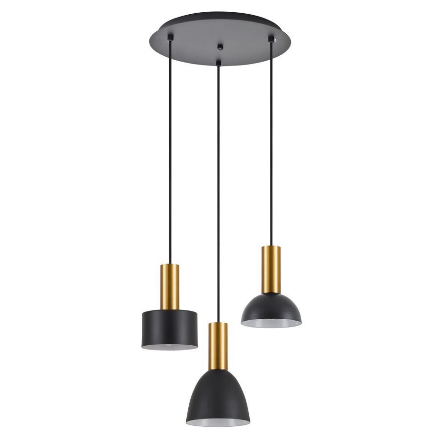 SE21-GM-4-3BL-MS123 ADEPT FLEX Gold Matt Pendant Black Metal Shade+ HOMELIGHTING 77-8940