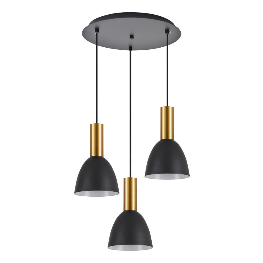 SE21-GM-4-3BL-MS2 ADEPT TUBE Gold Matt Pendant Black Metal Shade+ HOMELIGHTING 77-8642