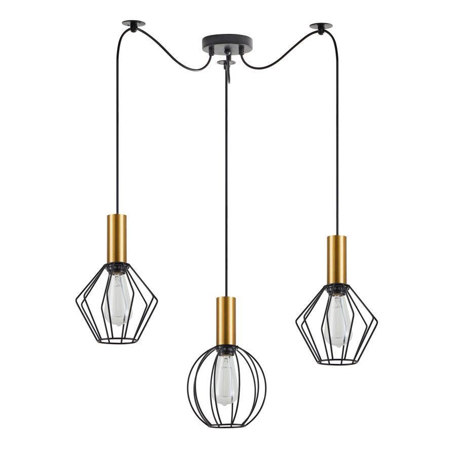 SE21-GM-4-BL3-GR12 ADEPT FLEX Gold Matt Pendant Black Metal Grid+ HOMELIGHTING 77-8939