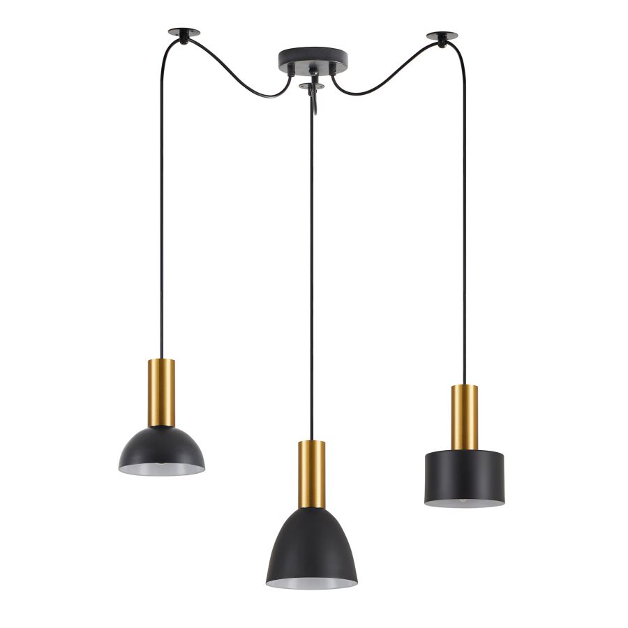 SE21-GM-4-BL3-MS12 ADEPT FLEX Gold Matt Pendant Black Metal Shade+ HOMELIGHTING 77-8944