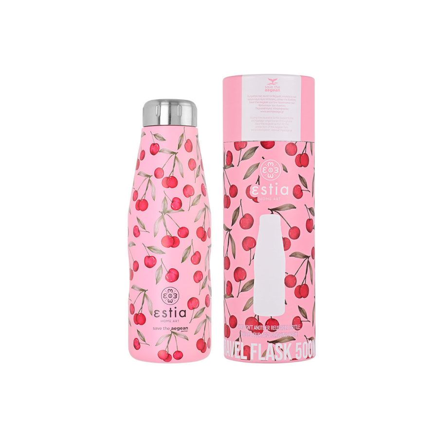 Θερμός Travel Flask Save the Aegean 500ml Cherry Rose Estia Home Art 01-16647