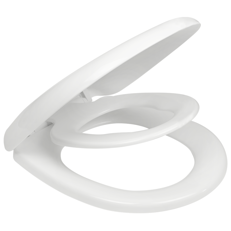 Κάλυμμα Λεκάνης με Ενσωματωμένο Παιδικό 37,4x40-44cm Οπές 12-17cm Λευκό Πλαστικό Soft Close με Αποσπώμενα Στηρίγματα Elvit Family 0340