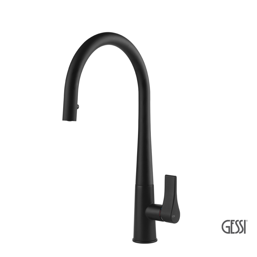 Μπαταρία Νεροχύτη Κουζίνας με Τηλέφωνο Ντους Proton Gessi Black Matt 17153-299