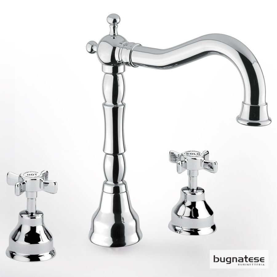 Μπαταρία Retro Νιπτήρος Α/Β 3 οπών Χρωμέ Bugnatese Princeton 812-100 
