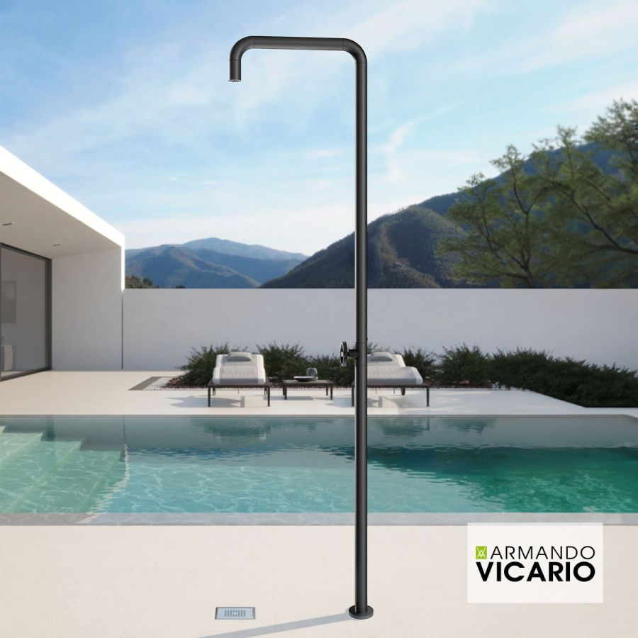 Στήλη Ντουζιέρας εξωτερικού χώρου με μίκτη Slim, Vicario AISIS316 Black Matt 800323-400