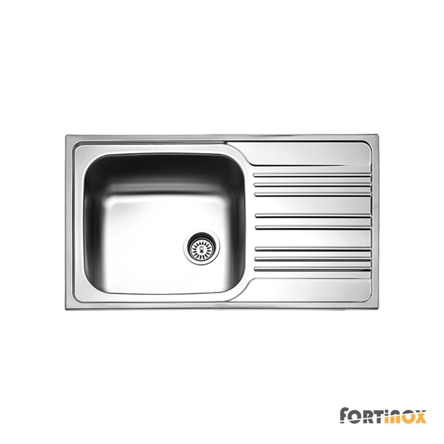 Νεροχύτης Κουζίνας Ανοξείδωτος Valley 86x50 Fortinox Inox Σαγρέ  25185-112