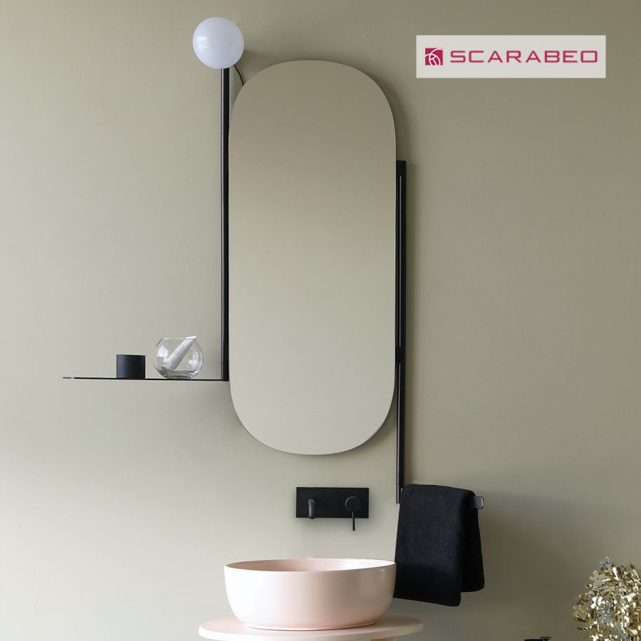 ΚΑΘΡΕΦ.40x90 L45 H90 cm ΜΕ ΠΕΤ/ΣΤΡΑ, ΕΤΑΖ+ΛΑΜΠΑ SCARABEO BLACK MATT 2704-NROP