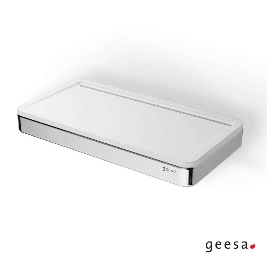 Εταζέρα με Σχισμή Αποστράγγισης 21*10,8*2,5 εκ. Geesa Frame White Matt / Chrome 8804-300