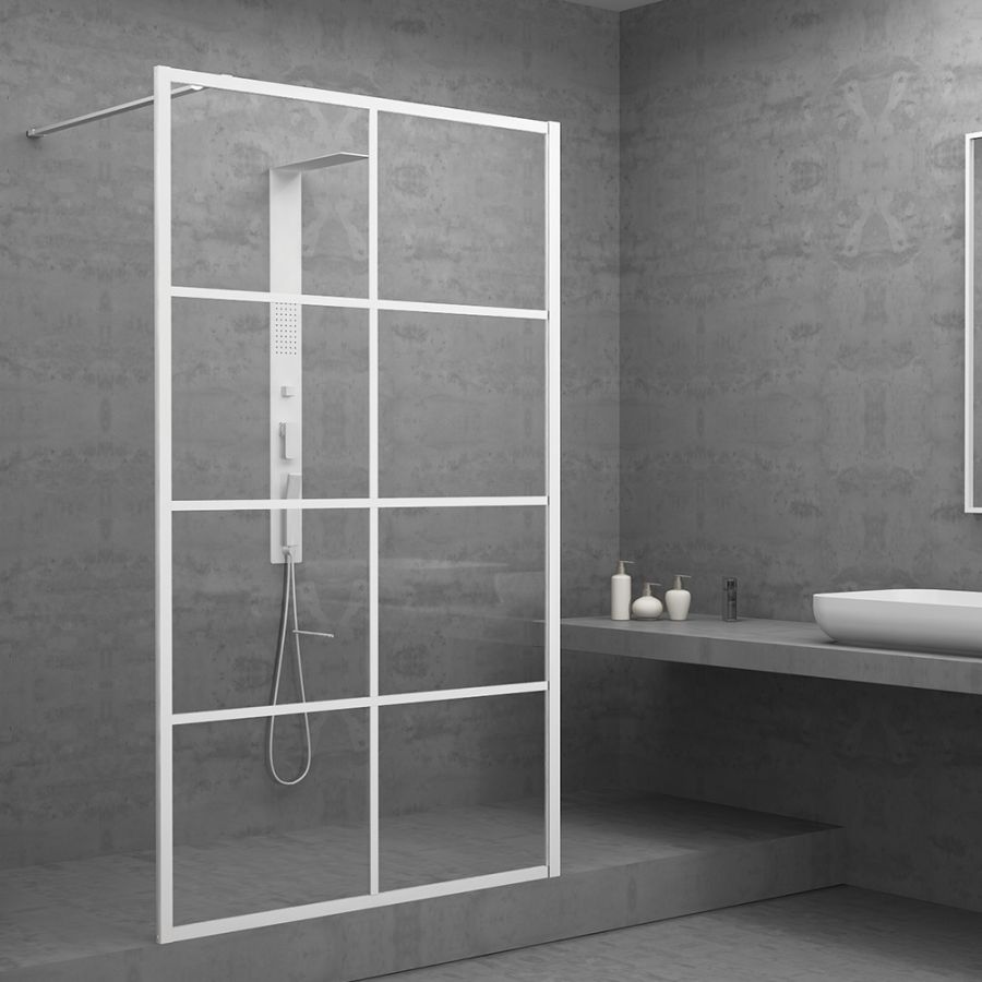 Orabella Windows White matt 100 cm - Καμπίνα ελεύθερης τοποθέτησης με βραχίονα στήριξης τοίχου 30464