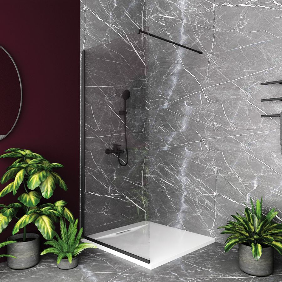 Orabella Serena Black matt H185 90 cm - Καμπίνα ελεύθερης τοποθέτησης με βραχίονα στήριξης τοίχου 30507