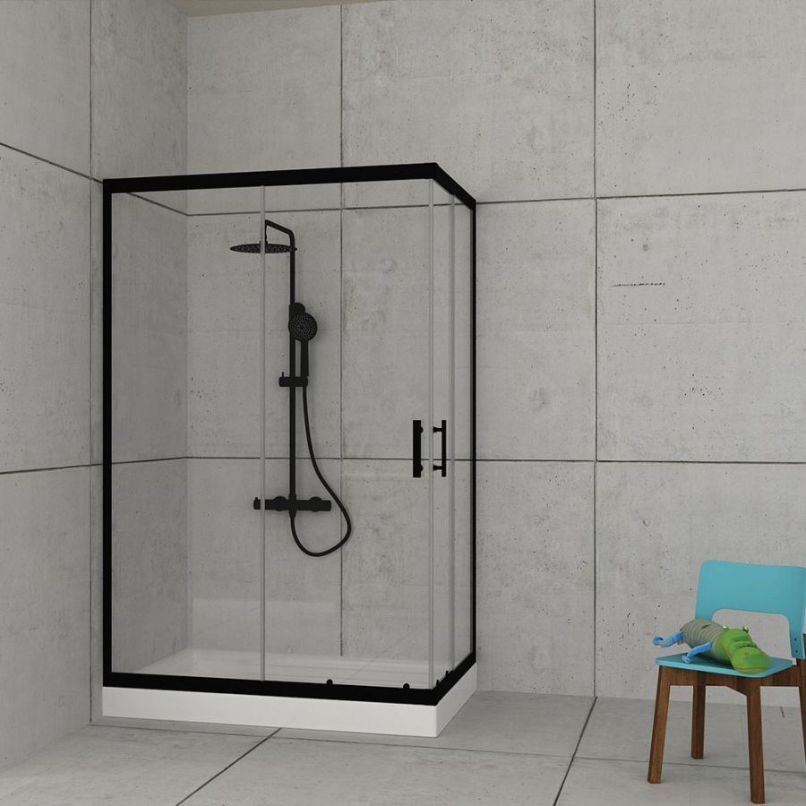 Orabella Stardust Easy Fix H200 Black matt 80X150 - Καμπίνα αντιστρέψιμη, ασύμμετρη 30664