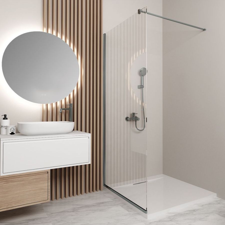 Orabella Serena Gun metal H200 70 cm - Καμπίνα ελεύθερης τοποθέτησης με βραχίονα στήριξης τοίχου 30796