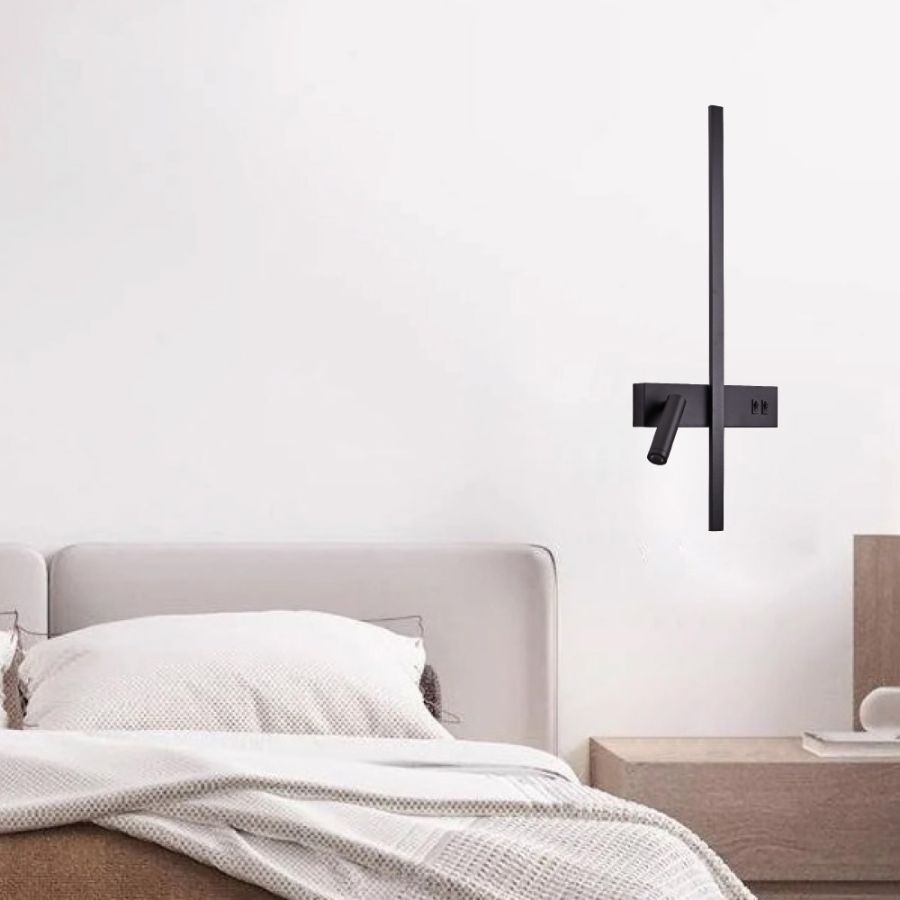 Επιτοίχιο φωτιστικό LED 10W & 3W 3CCT από μαύρο μέταλλο 43047-BL