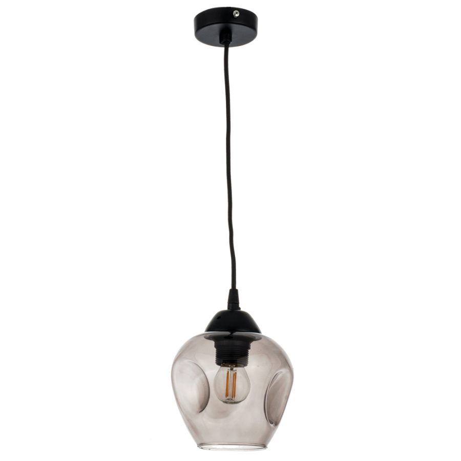 InLight Κρεμαστό φωτιστικό από μαύρο μέταλλο και φιμέ γυαλί 1XE27 D:16cm 4474-BL