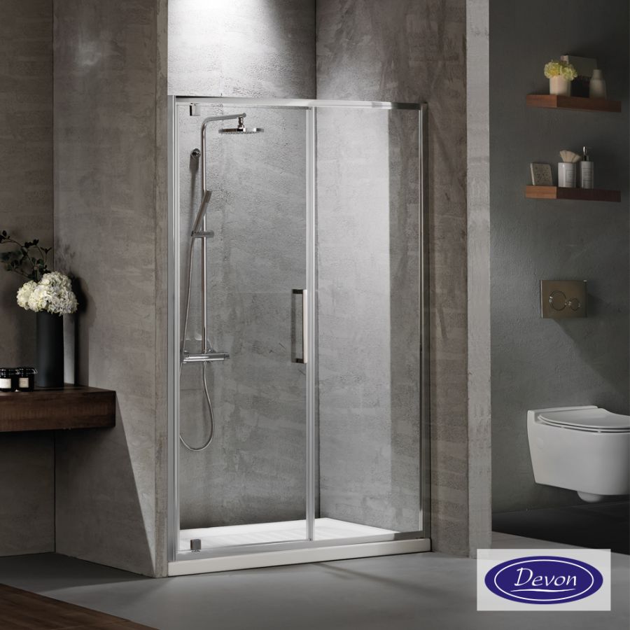 Ανοιγόμενη πόρτα ντουζιέρας PIVOT INFILL 100 ύψους 195εκ. ρυθμιζόμενη διάσταση από 97 έως 101εκ., Primus Plus Clean Glass Chrome PIR100C-100