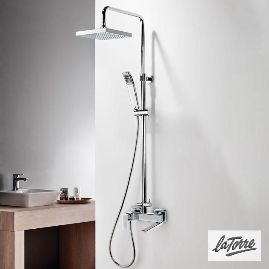 Μπαταρία Ντουζιέρας με Κεφαλή και Κολώνα ρυθμιζόμενου ύψους Profili-Plus La Torre Chrome 46025-100