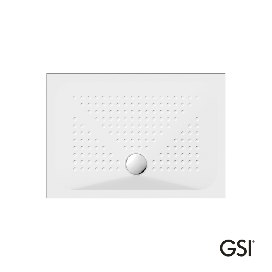 Ντουζιέρα Πορσελάνης Παραλληλόγραμμη 100x70 h.4 (4389) antislip Φ90 GSI White 471007-300