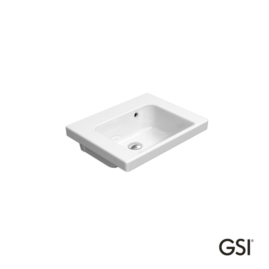 Νιπτήρας Πορσελάνης Norm 50x40 Χωρίς Οπή Μπαταρίας (1 προχαραγμένη) GSI White 8630-300