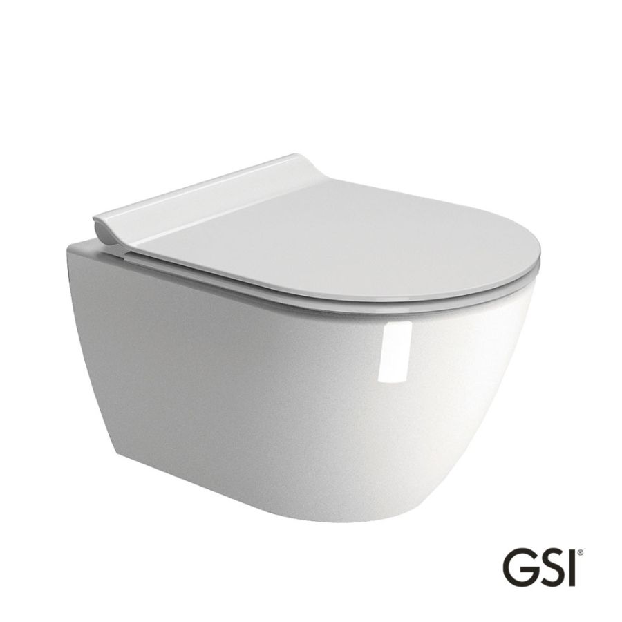 Λεκάνη Κρεμαστή Pura/50 Swirlflush με κάλυμμα MS86SC Super Slim Soft Close, GSI White 881600SC-300