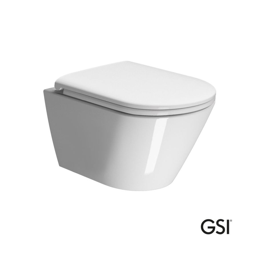 Λεκάνη Κρεμαστή Kube-X/50 Swirlflush με κάλυμμα Slim Soft Close MS99C, GSI White 941600C-300