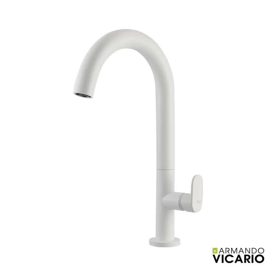 Μπαταρία Νιπτήρα Υψηλή με Βαλβίδα Clic-Clac Slim Vicario White Matt 500041-300