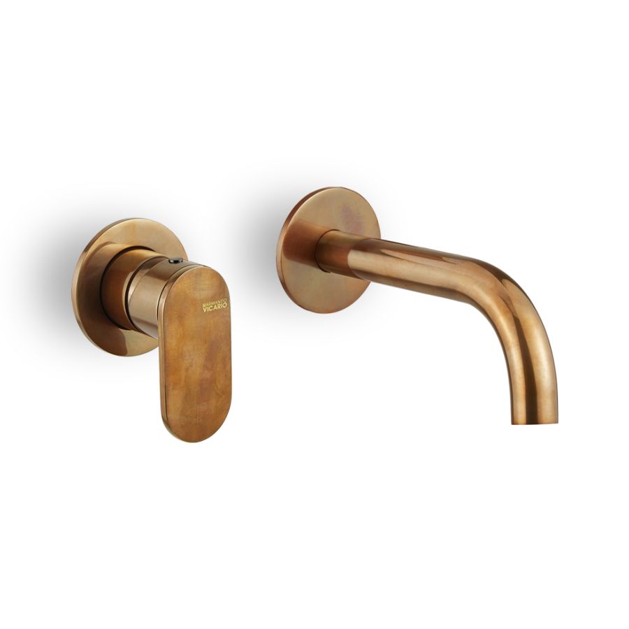 Μπαταρία Νιπτήρα Τοίχου Slim Vicario natural Brass 500045-225