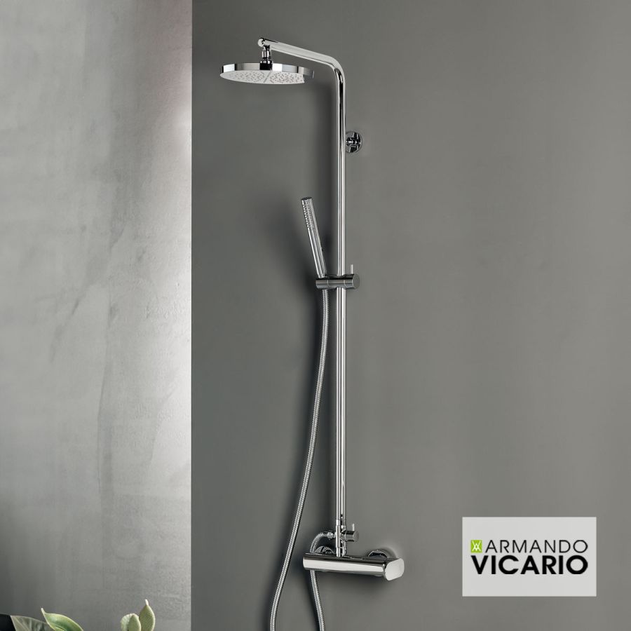 Μπαταρία Ντουζιέρας με Κεφαλή και Κολώνα μη ρυθμιζόμενου ύψους Slim Vicario Chrome 500066-100