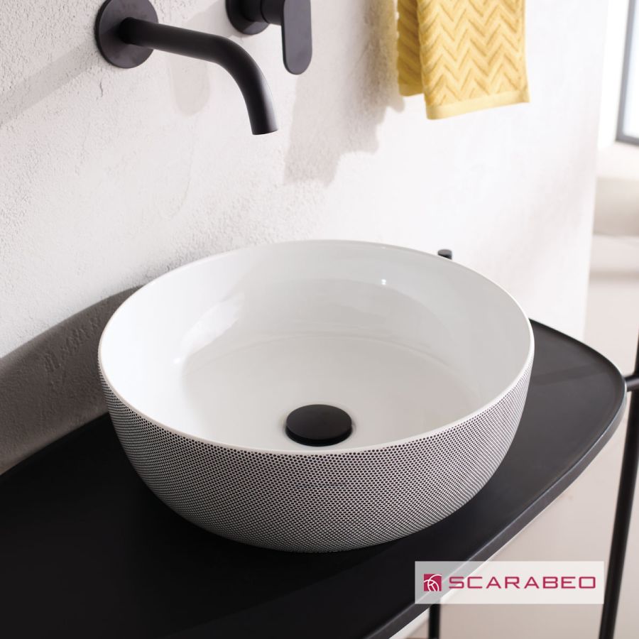 Νιπτήρας Πορσελάνης Glam Φ39 Scarabeo Pois Black 1807-SENR