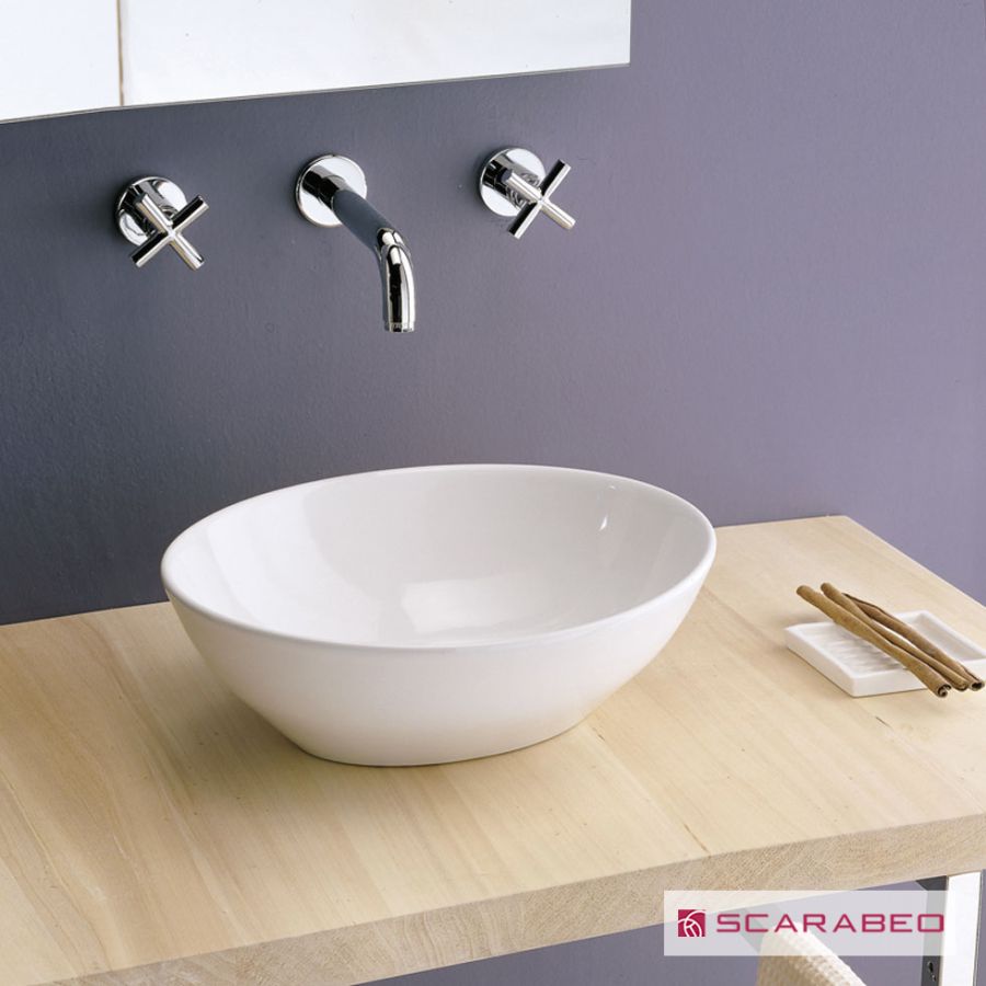 Νιπτήρας Πορσελάνης Ovo 41x33,5 Scarabeo White 8011-300