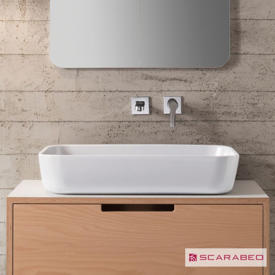 Νιπτήρας Πορσελάνης Mizu 70x45 Scarabeo White 9007-300
