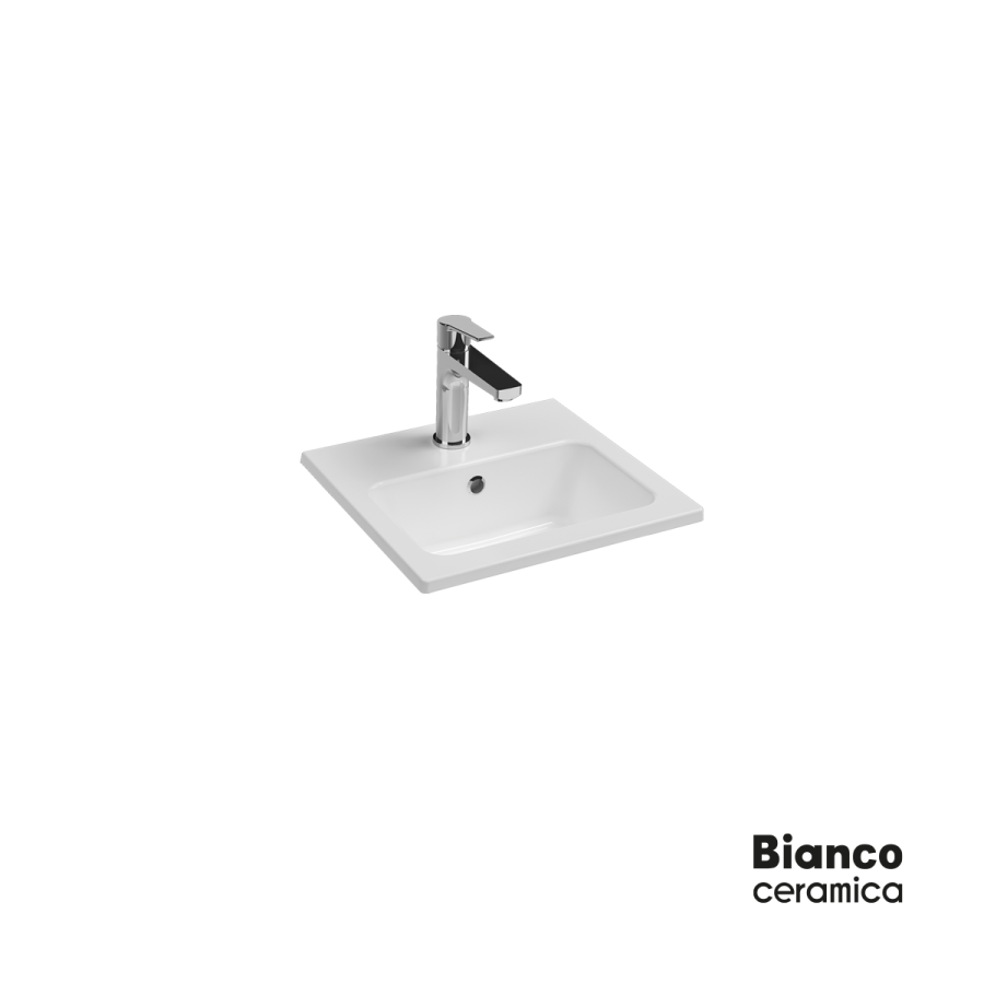 Νιπτήρας Πορσελάνης 40x36 (1 οπή) Bianco Ceramica White 37040-300