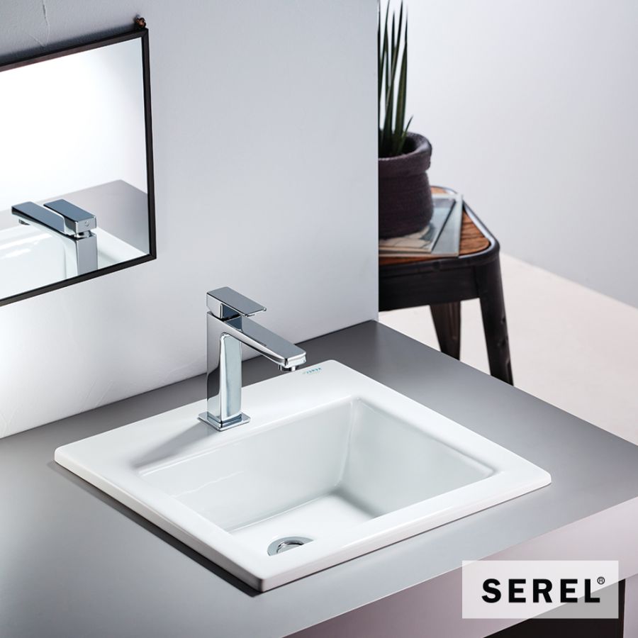 Νιπτήρας Πορσελάνης 42x42 (1 οπή) SEREL White 3014-300