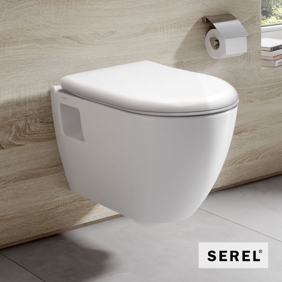 Λεκάνη Κρεμαστή SMART26/52 Rimless με Απλό κάλυμμα 6001, Serel White SM2600-300