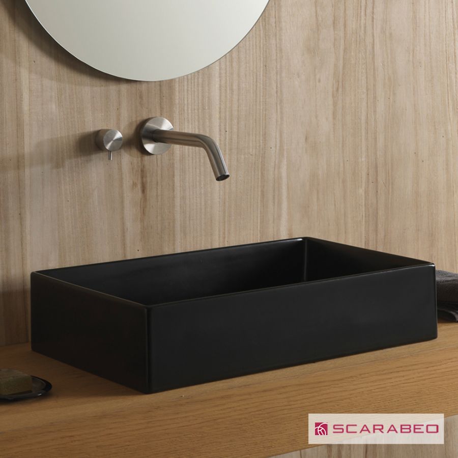 Νιπτήρας Πορσελάνης Teorema2.0 60x40 Scarabeo Ardesia (Black Matt) 5101-401