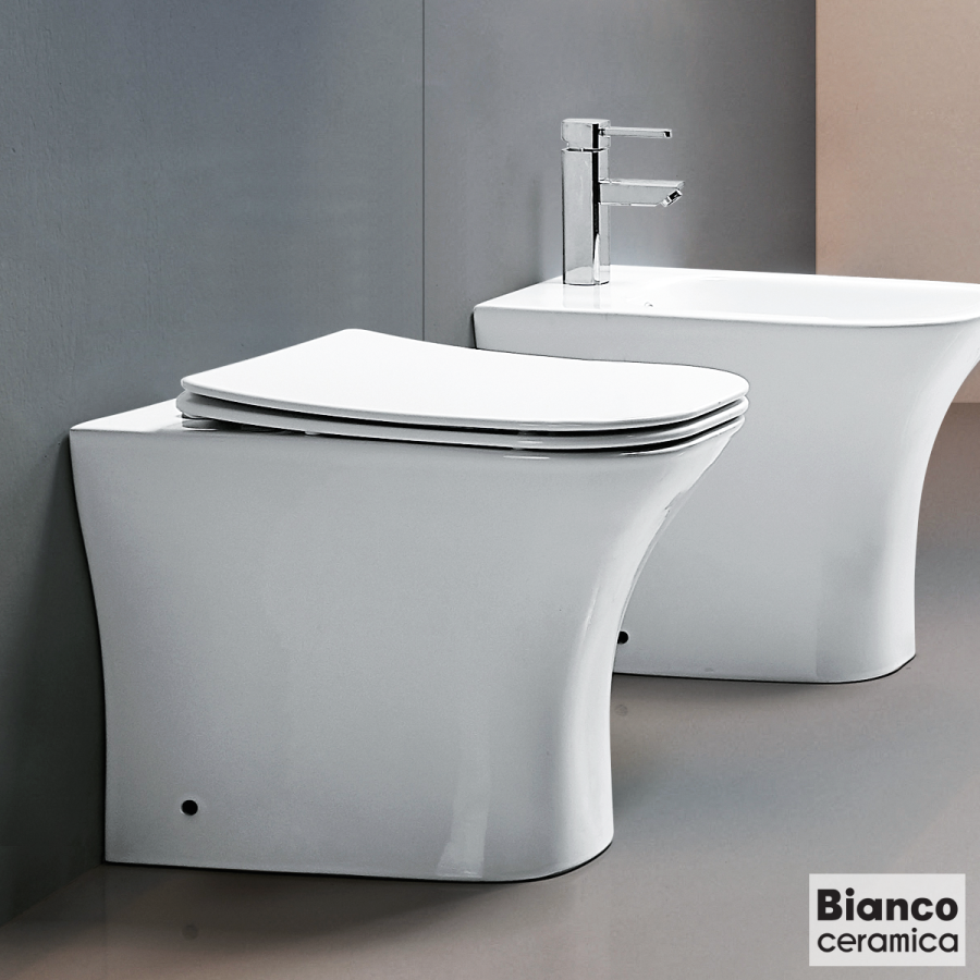 Λεκάνη Υψηλής Πίεσης DELIA/52 Rimless με Κάλυμμα Soft Close 9500SC, Bianco Ceramica White DL13000SC-300