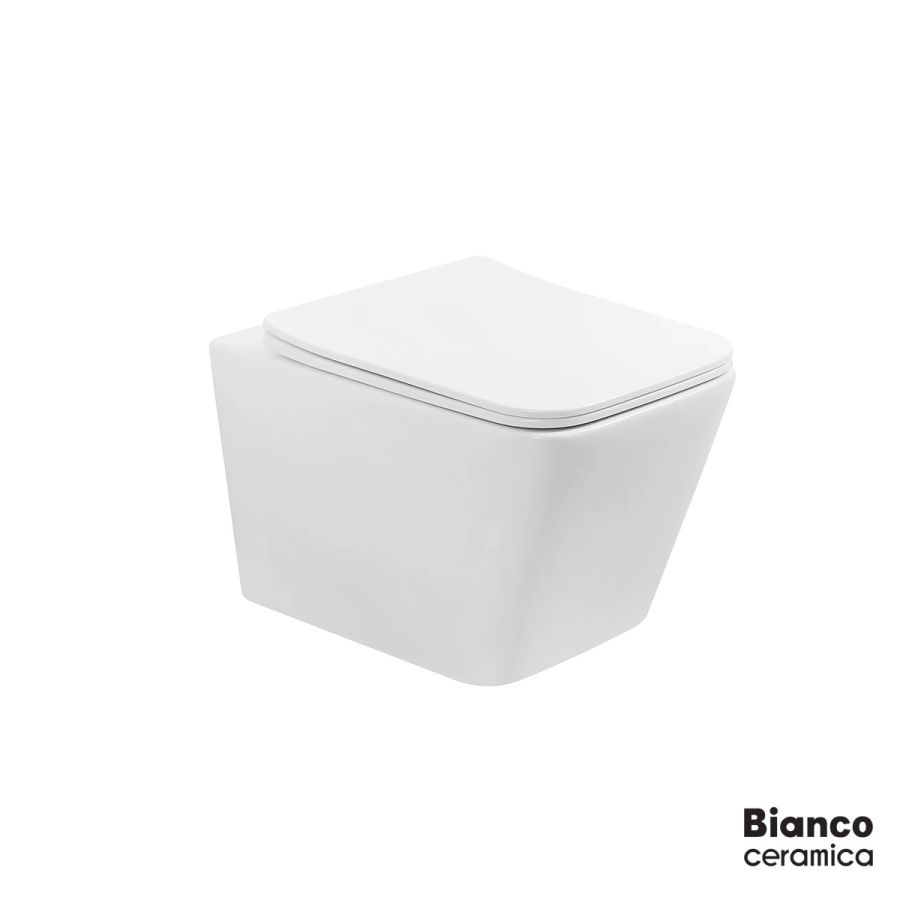 Λεκάνη Κρεμαστή LEXA/52,5 Rimless με κάλυμμα Slim Soft Close 9630SC, Bianco Ceramica White LX11000SC-300