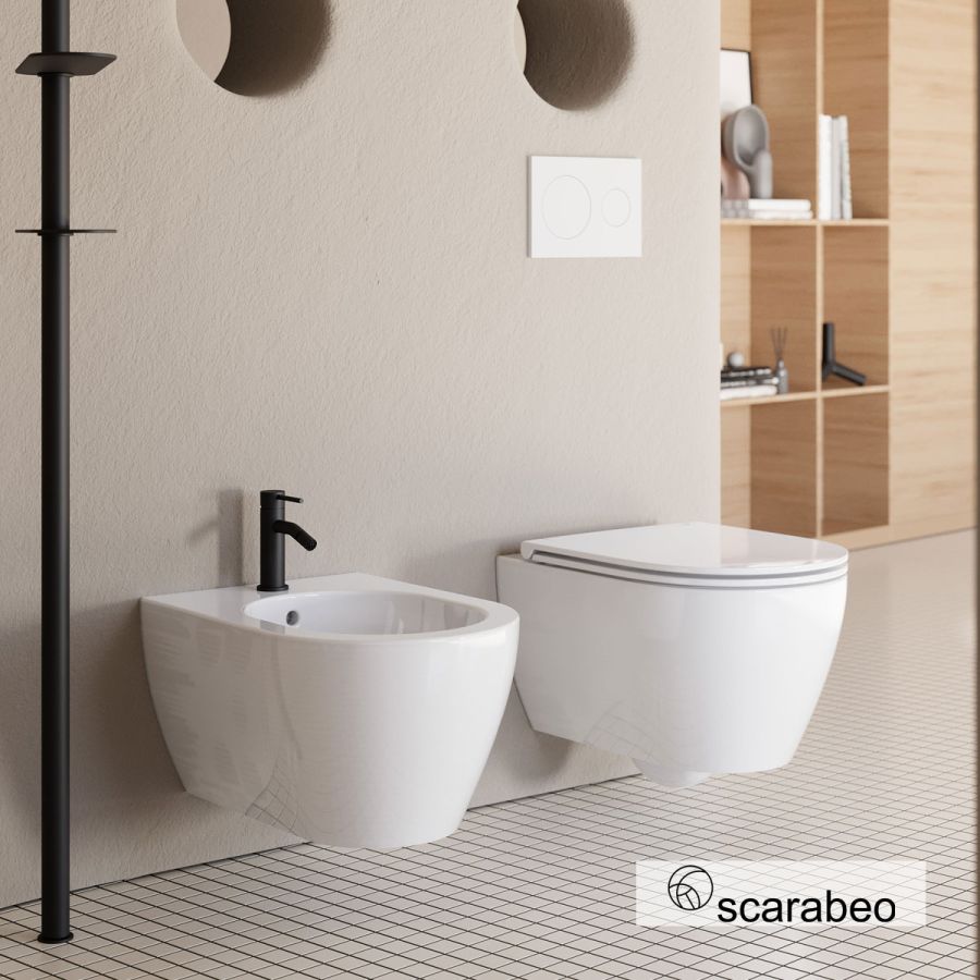 Λεκάνη Κρεμαστή MOON/50,5 Clean-Flush με κάλυμμα Slim Soft Close, Scarabeo White 552000SC-300