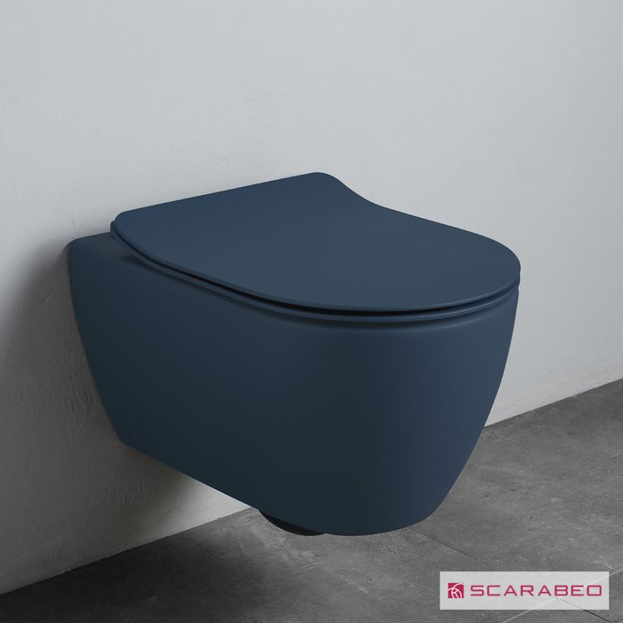 Λεκάνη Κρεμαστή MOON/50,5 Clean-Flush με κάλυμμα Slim Soft Close, Scarabeo Ocean (blu) 552000SC-600