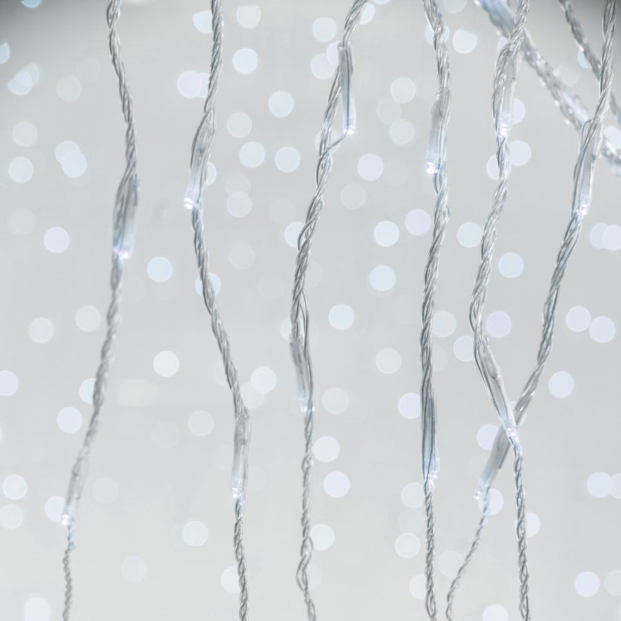 XMAS ΛΑΜΠΑΚΙ ΚΟΥΡΤΙΝΑ 240 LED 3mm 31V ΜΕΤΑΣΧΗΜΑΤΙΣΤΗ ΠΡΟΓΡΑΜΜΑ SNOWFALL & ΜΝΗΜΗ ΔΙΑΦΑΝO PVC ΚΑΛΩΔΙΟ ΛΕΥΚΟ LED (H100 x W200cm 20 ΣΕΙΡΕΣ x 12 LED) ΠΑΡΟΧΗ 3m IP44 Eurolamp 600-17270