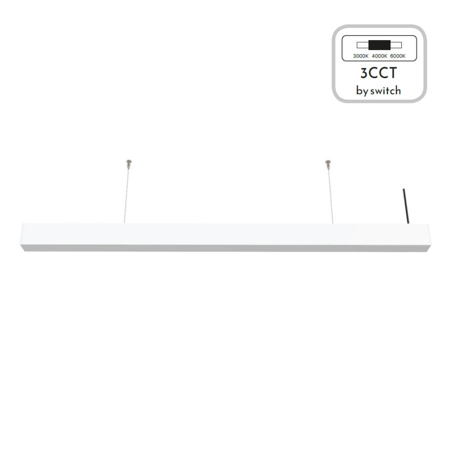 InLight Κρεμαστό φωτιστικό LED 50W 3CCT By Switch από αλουμίνιο σε λευκή απόχρωση D:150cm 6072-150-WH