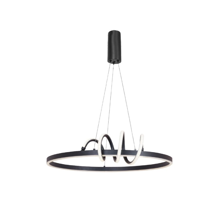 InLight Κρεμαστό φωτιστικό LED 44W 3CCT by switch on base σε μαύρο χρώμα D:60cm 6076-BL