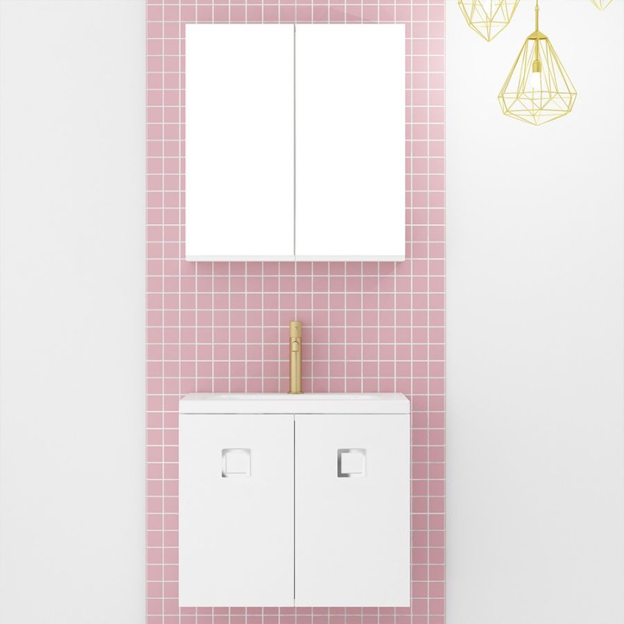 Orabella Mood 60 - Κρεμαστό Έπιπλο Μπάνιου με πορσελάνινο νιπτήρα Tecla και καθρέπτη ντουλάπι F60159-70135-70104-60159