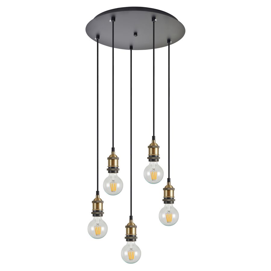 SE21-BR-10-5BL MAGNUM Bronze Metal Pendant with Black Fabric Cable+ HOMELIGHTING 77-8693